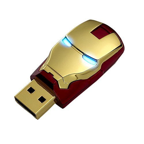 Silver 32GB Iron Man The Avengers USB Flash Drive with Blue Light 